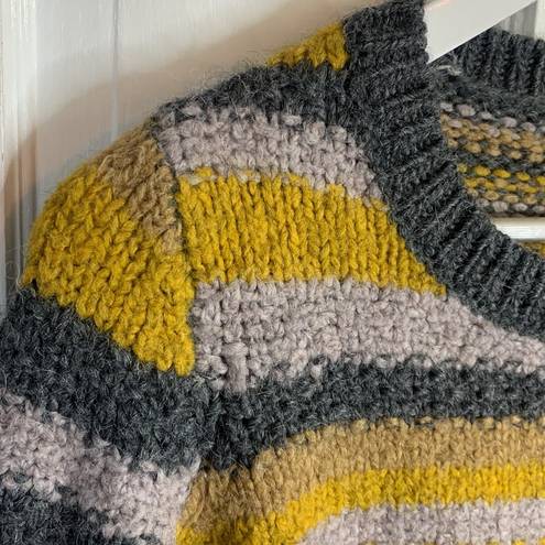 Elizabeth and James  Crewneck Sweater Striped Womens Yellow & Grey Size XS