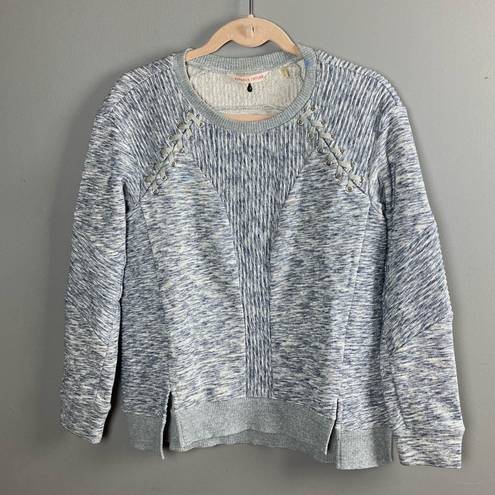 Rebecca Taylor  Moto Sweatshirt Medium off white and navy heather cotton