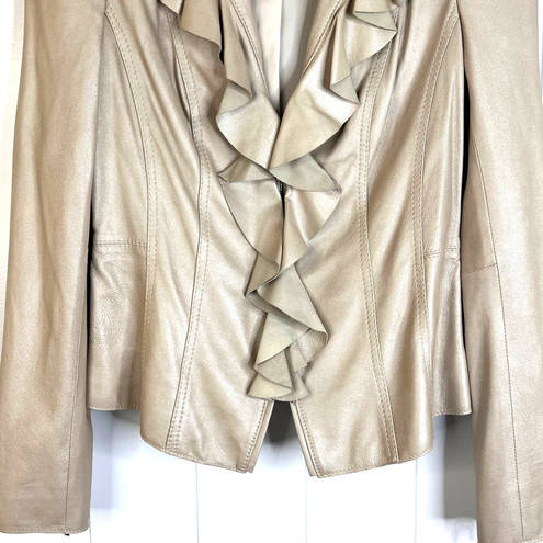 White House | Black Market  Champagne Color 100% Leather Jacket SZ XS