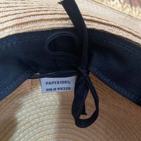 Edge C.C. Exclusives Frayed  wide brim straw hat with ribbon sun beach