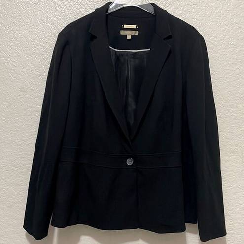 Talbots  Blazer Jacket Womens Size 18W Black Rayon Fabric Knit In Italy