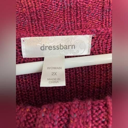 Dress Barn  Plus Size 2X Pullover Sweater Multicolored Nubby Knit Red Shirt Cozy