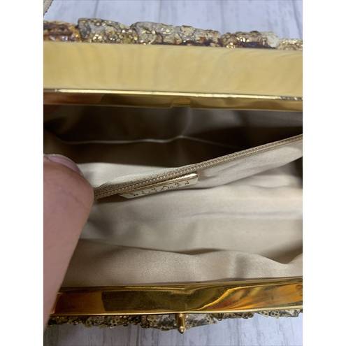 Stuart Weitzman Womens  Vintage Gold Snake Skin Clutch