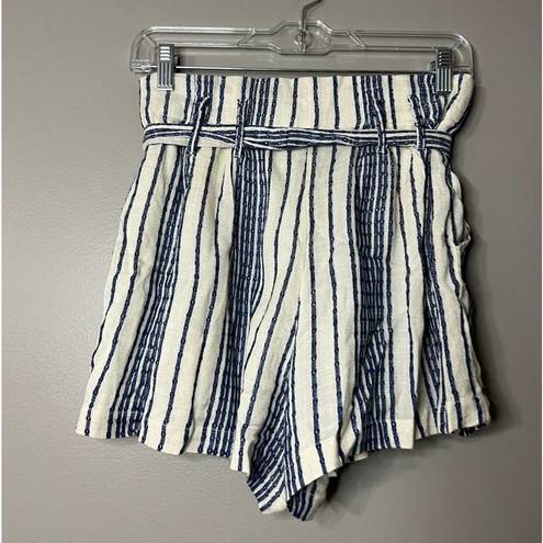 Lulus  paper bag waist high rise boho stripe embroidered shorts women's size S