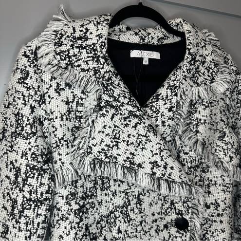 Alexis NWOT  Blazer Black & White Tweed Boucle Fringe Nadia Jacket Size S