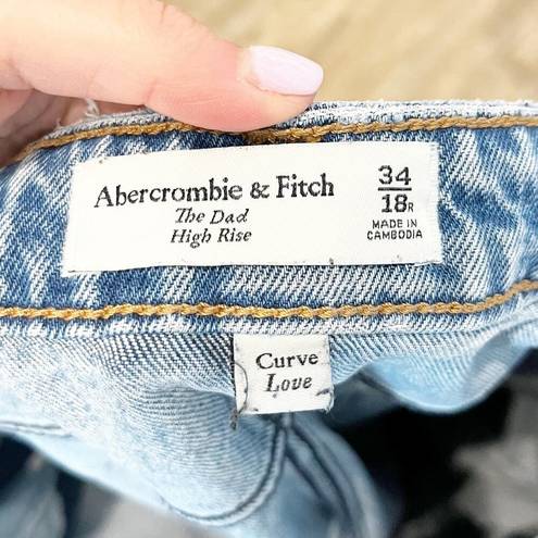 Abercrombie & Fitch  The Dad High Rise Curve Love Button Fly Jeans Blue 18