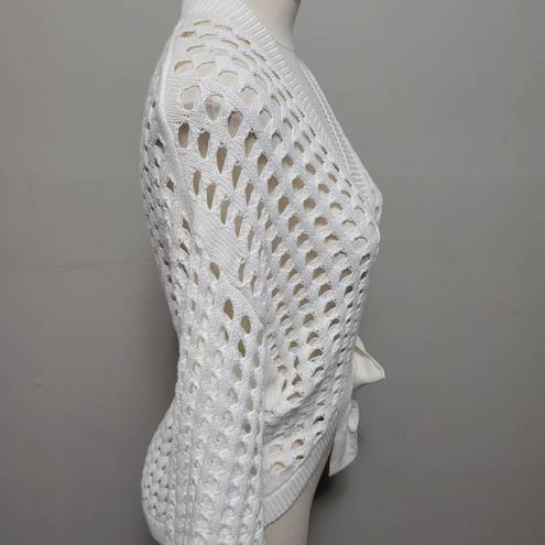 W By Worth  white open weave wrap cardigan size medium