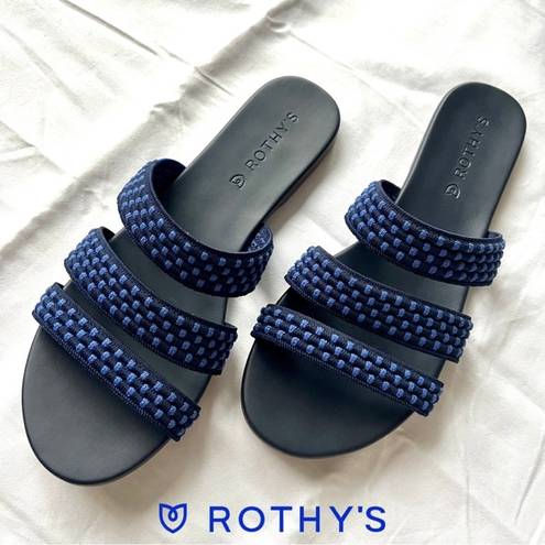 Rothy's  Triple Strap Woven Sandal Blue
Basket Weave Size 8.5