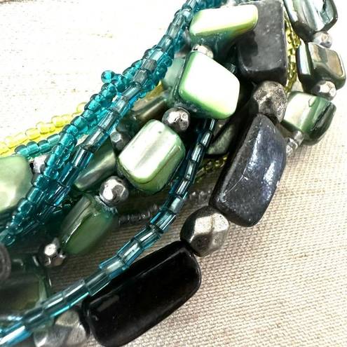 Coldwater Creek  blue abalone mule strand statement necklace