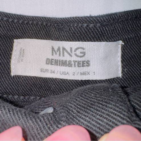 Mango  MNG Black Wash High Waisted Cut Off Denim Shorts size US 2