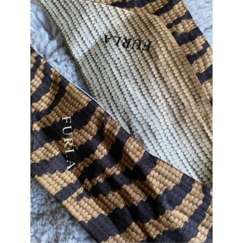 Furla  Women's Black & Brown Modern Zebra Print Scarf One Size