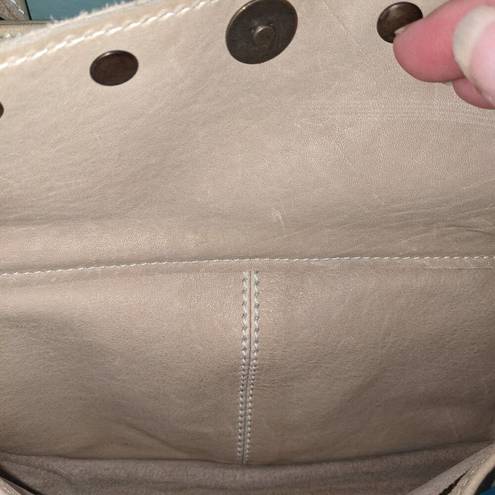 Vera Pelle   Leather Elongated Hobo Bag Rivets  Y2K Domed Rivets