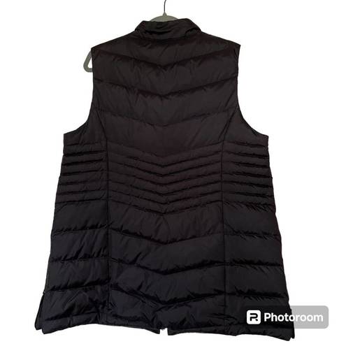 J.Jill  Goose Down Puffer Vest Womens Size 1X Full Zip Pockets Black