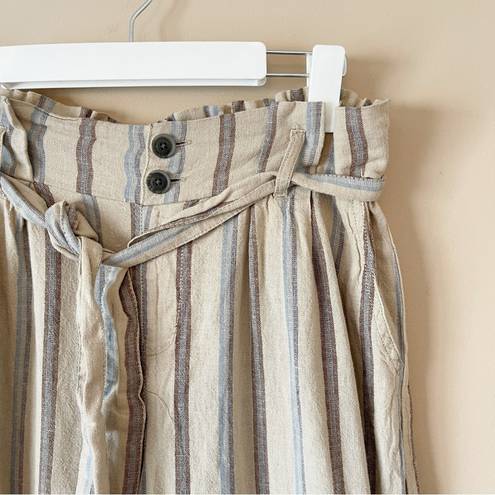 REWASH  | Tan Striped Paper Bag Cropped Pants Sz L