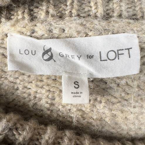 Lou & grey  For Loft Beige Long Sleeve Turtleneck Fair Isle Fringe Sweater Size S