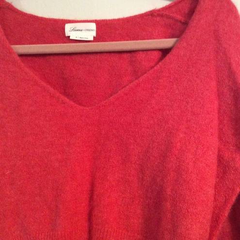 Lovers + Friends Crop red sweater XS womens CUTE stretch long sleeves Revolve 