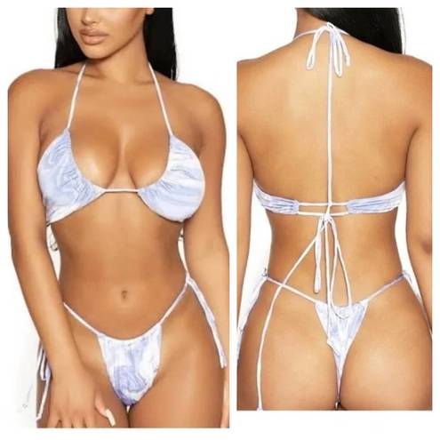 Naked Wardrobe  Swim Blue Smoke String Bikini Swimsuit NEW Sz XL Style NW-W0732