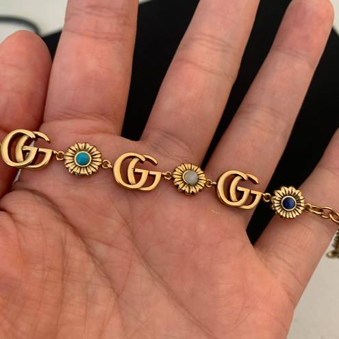 Gucci Authentic  Aged Tone Jeweled Bracelet