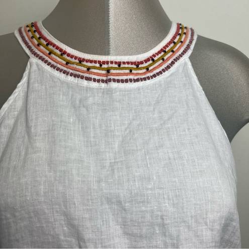 Cynthia Rowley  100% Linen Summer Tank Top Size M Embroidered & Beaded