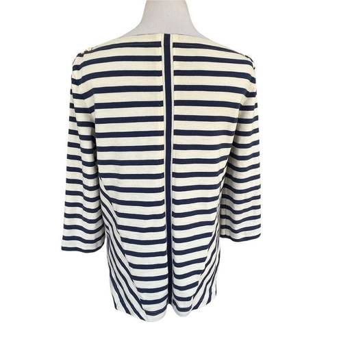 Veronica Beard  Nautical Stripe Top With Shoulder Lace Up Detail M
