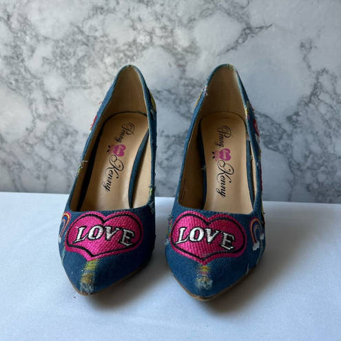 Penny Loves Kenny  Denim Patchwork Stiletto Pumps Size 7