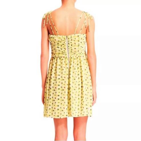 The Kooples  Anemone Chiffon Yellow Floral Sweetheart Bodice Mini Summer Dress