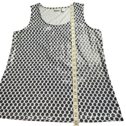 Chico's Zenergy By  Womens Polka Dot Sequin Black White Tank Top Sz‎ 1, Medium