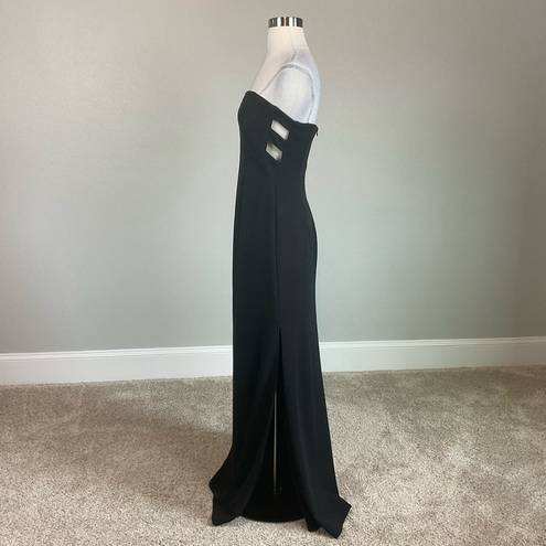 AQUA Women's Formal Dress by  Size 8 Black Crepe Strapless Cutout Evening Gown