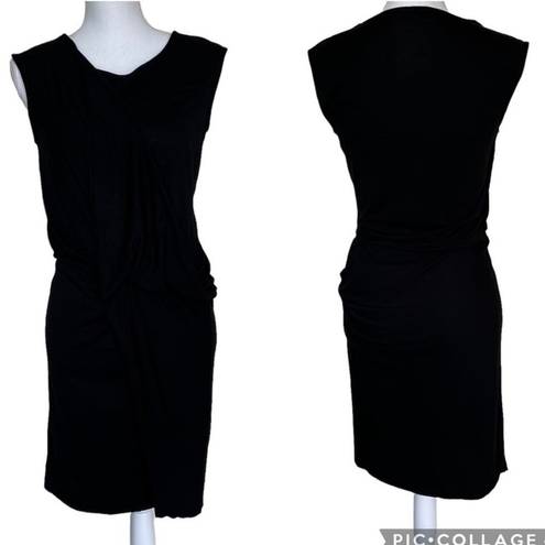 All Saints Black Knit Bodycon Sleeveless Drape Front Knee Length Amelia Dress 6