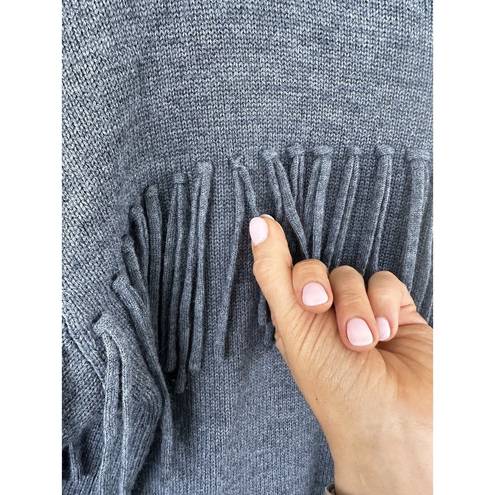 Jason Wu  Collective Sweater Size M Wool Blend Fringe Grey Mockneck Western Boho