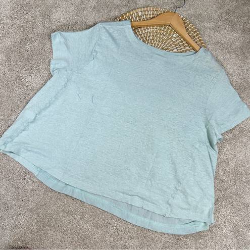 J.Jill  Love Linen Scoop Neck Mixed Media Short Sleeve Textured Swing Top XSP