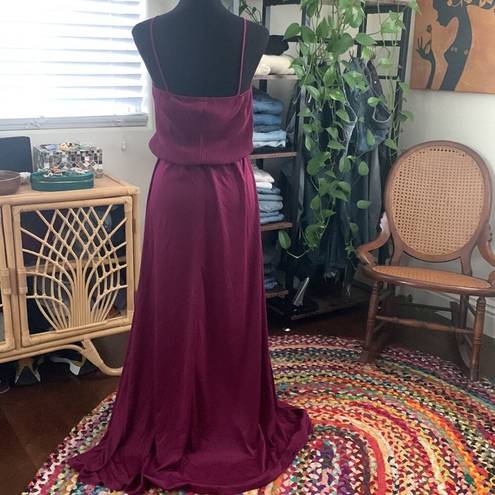 Mulberry Vintage 70s  Wine Spaghetti Strap Elastic Waist Disco Maxi Dress - M