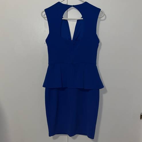 Bisou Bisou NWT  Royal Blue Sleeveless Peplum Dress Bodycon Stretchy Knit Women 8