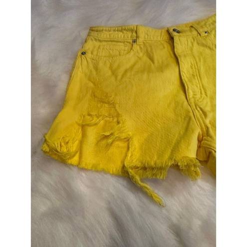 Under Armour Zara Women's Yellow Distressed Denim Shorts - Size 10