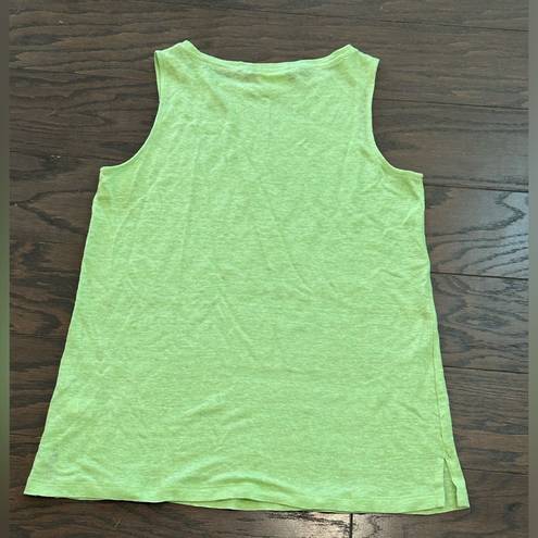 J.Jill  Pure Jill Lime Green 100% Linen Loose Fit Tank Top Size Small