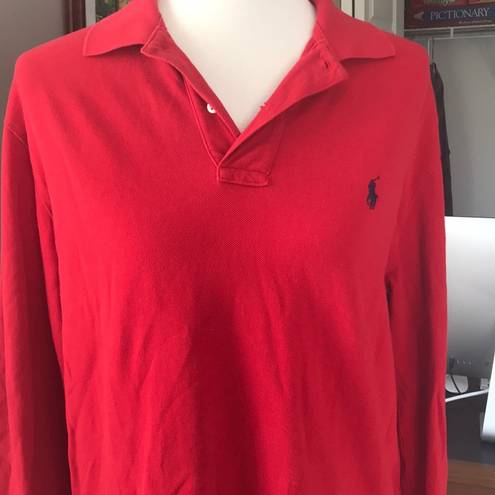 Polo  Ralph Lauren Red Mesh Button Up Long Sleeve