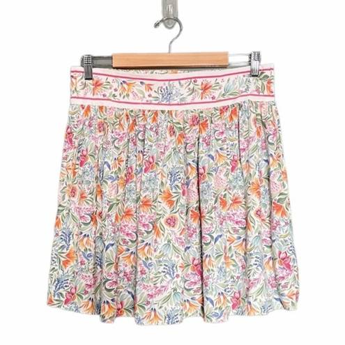 Rachel Zoe NWT  Floral Mini Skirt With Contrasting Band Preppy Pleats Size Large