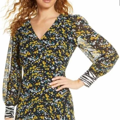 Sam Edelman NWT  Floral Ditsy Handkerchief Hem Long Sleeve Dress