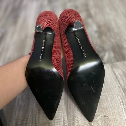 Tommy Hilfiger  Stiletto Heels Red Leather Size 5.5