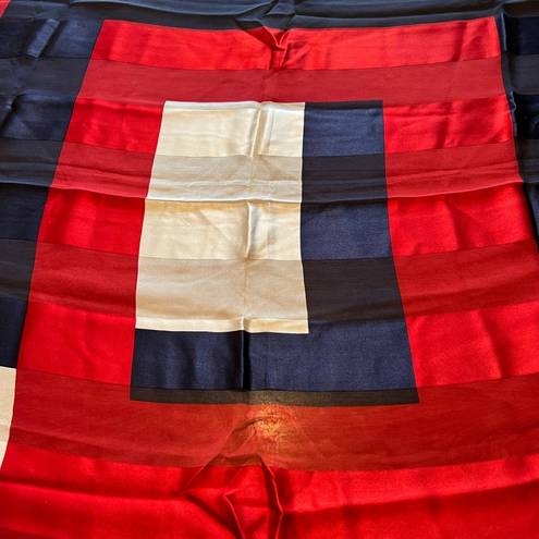 Oscar de la Renta  Vintage Scarf Geometric Square Red Blue Patriotic Designer NWT