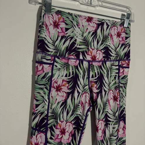 Zyia Active Floral Paradise Tropical Print Leggings Size Small