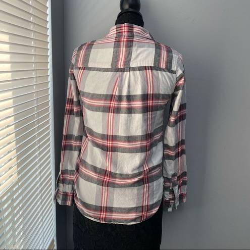 SO Sz S Embellished Plaid Flannel Button Down Top