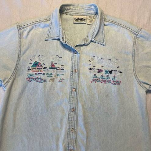 Northern Reflections Embroidered beach cottage shirt