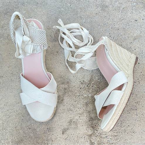 J.Crew  Lace-Up Canvas & Leather Espadrille Wedges size 9