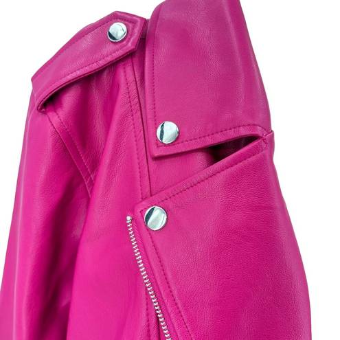 Eloquii  Faux Leather Moto Jacket Very Berry Pink Plus Size 22/24