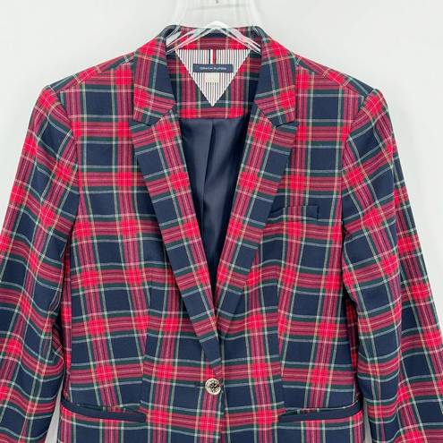 Tommy Hilfiger  red blue plaid single breasted blazer jacket 10