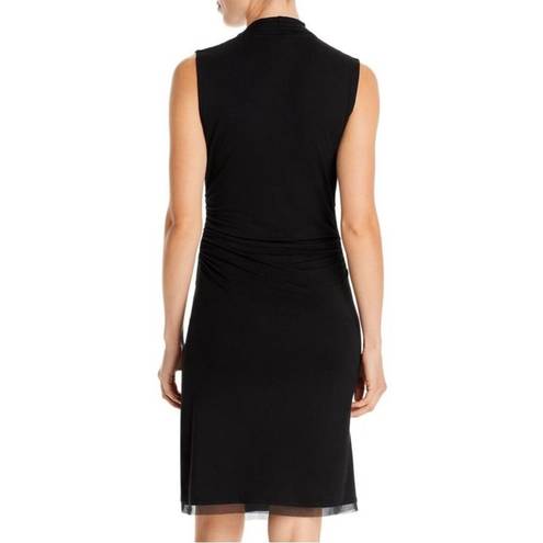 Twisted Kobi Halperin Maureen  Black Faux Wrap Jersey Dress Size Large