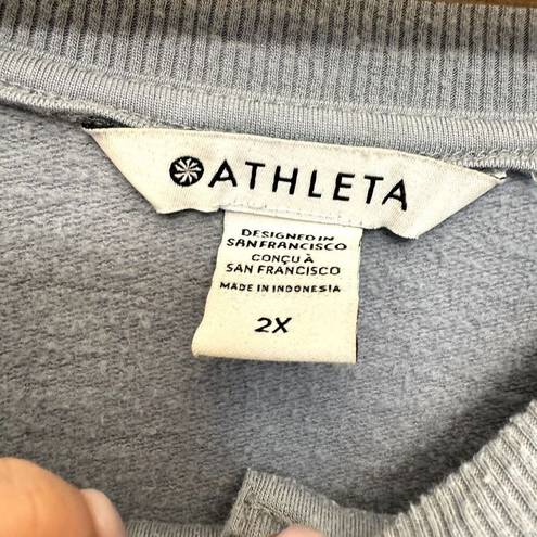 Athleta  Sweatshirt Womens Size 2XL Modal Blend Blue Button Crewneck Boxy Comfy