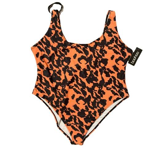 Boohoo  | NWT Orange Cheetah Print Scoop Back Plus Size Swim Suit Size 20