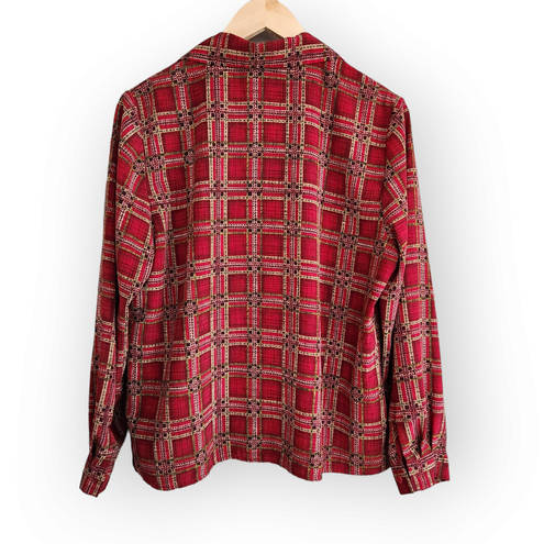 American Vintage Vintage Haberdashery Retro Red Square Patterned Long Sleeve Button Down Shirt L